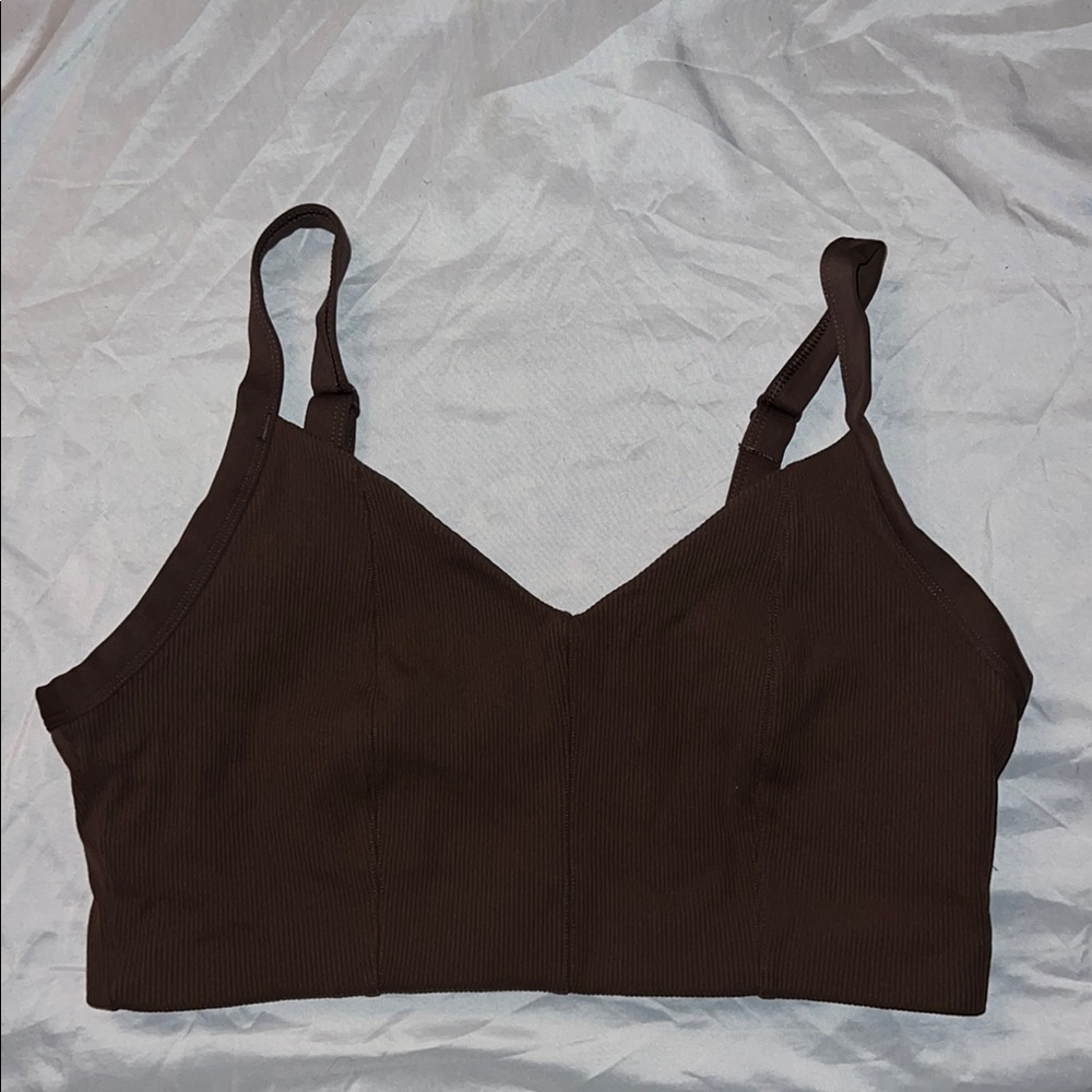 Offline by Aerie Brown Ribbed Bralette
